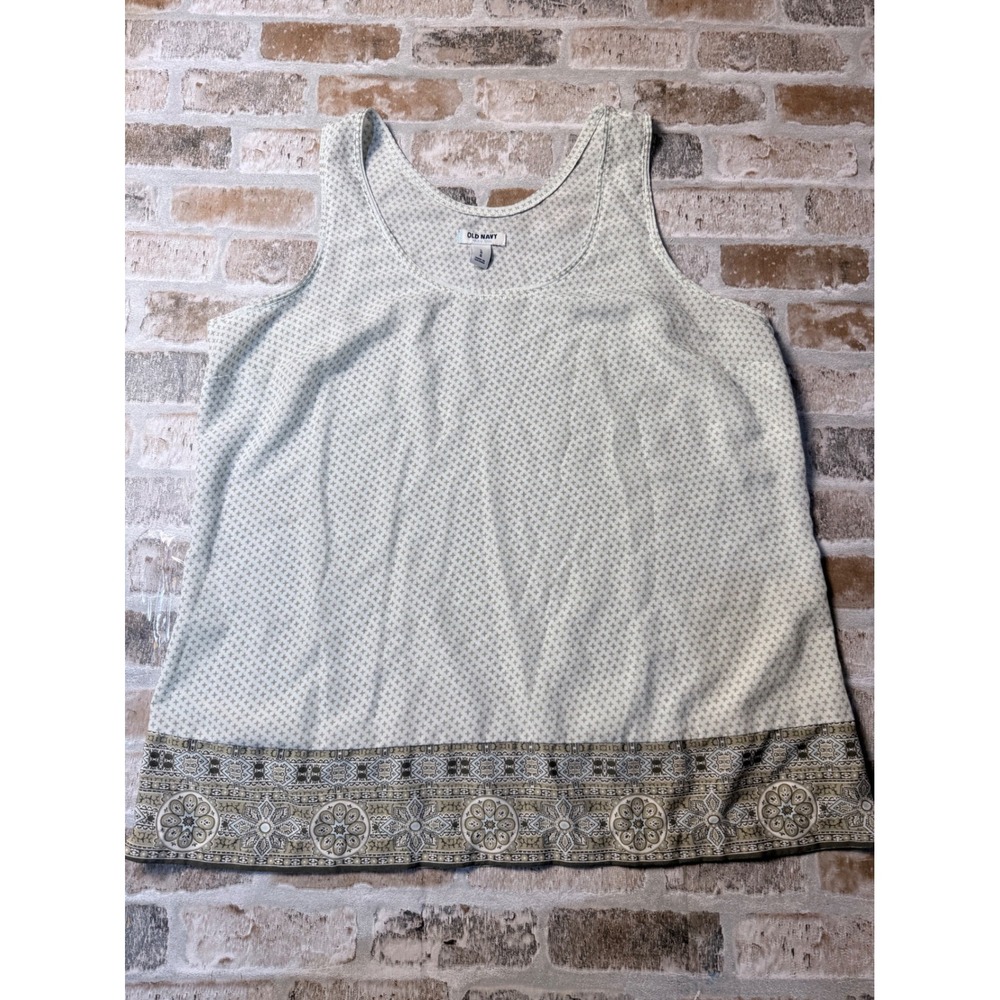 Old Navy Womens Light Blue Geometric Border Print Tank Top Shell Large 648739-01